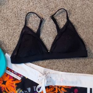 Black Teeny Bikini Top Lace + See-Through Edges
